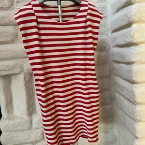 O by Organics Anthropologie Brand Red & White Sheath Mini Size S